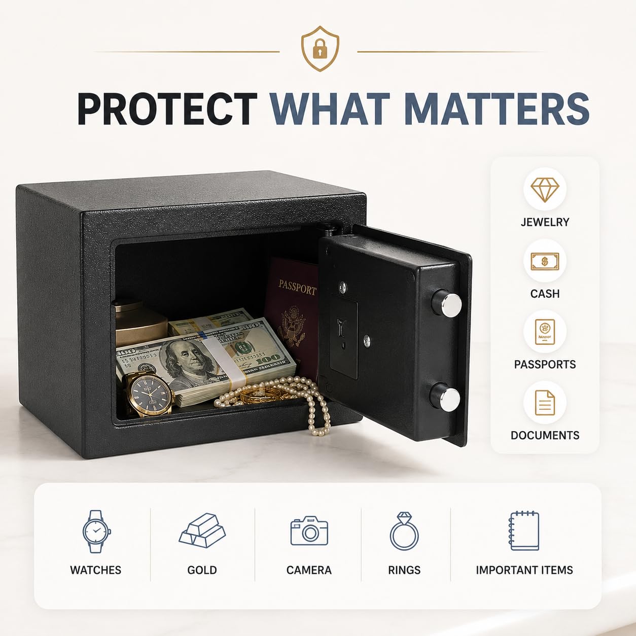 SToK (ST-ES1723-B) Electronic Safe - Secure Locker for Home and Office | Size: 23x17x17 cm | Keep Your Valuables Safe! - Black (1 Year Offsite Warranty) 1
