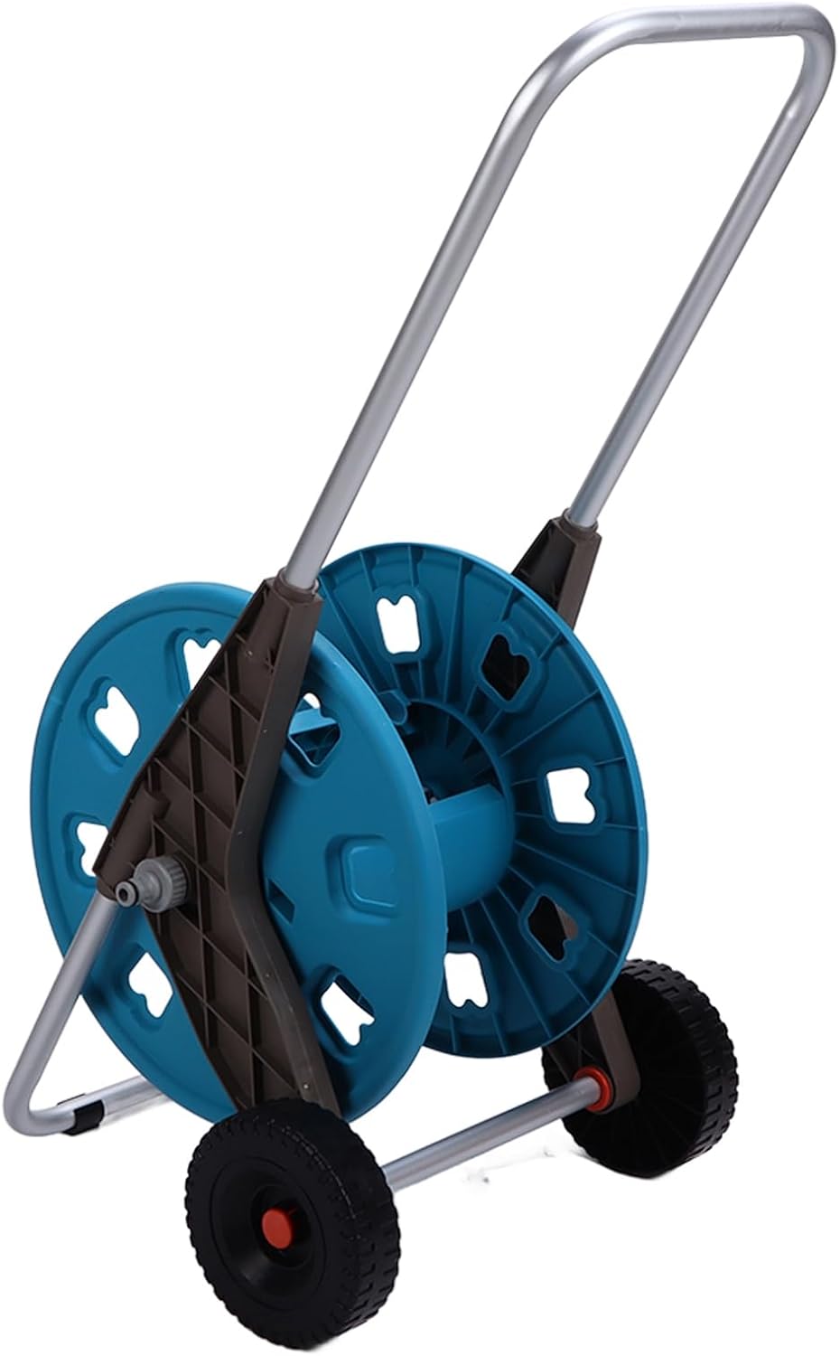 Garden Hose Reel Cart, Portable 2 Wheels Cart for Outside Storage Reel, 196 FT Hose Capacity, Water Hose Holder Storage Stand for Yard Lawn Farm Patio, with Quick Connector Adapter