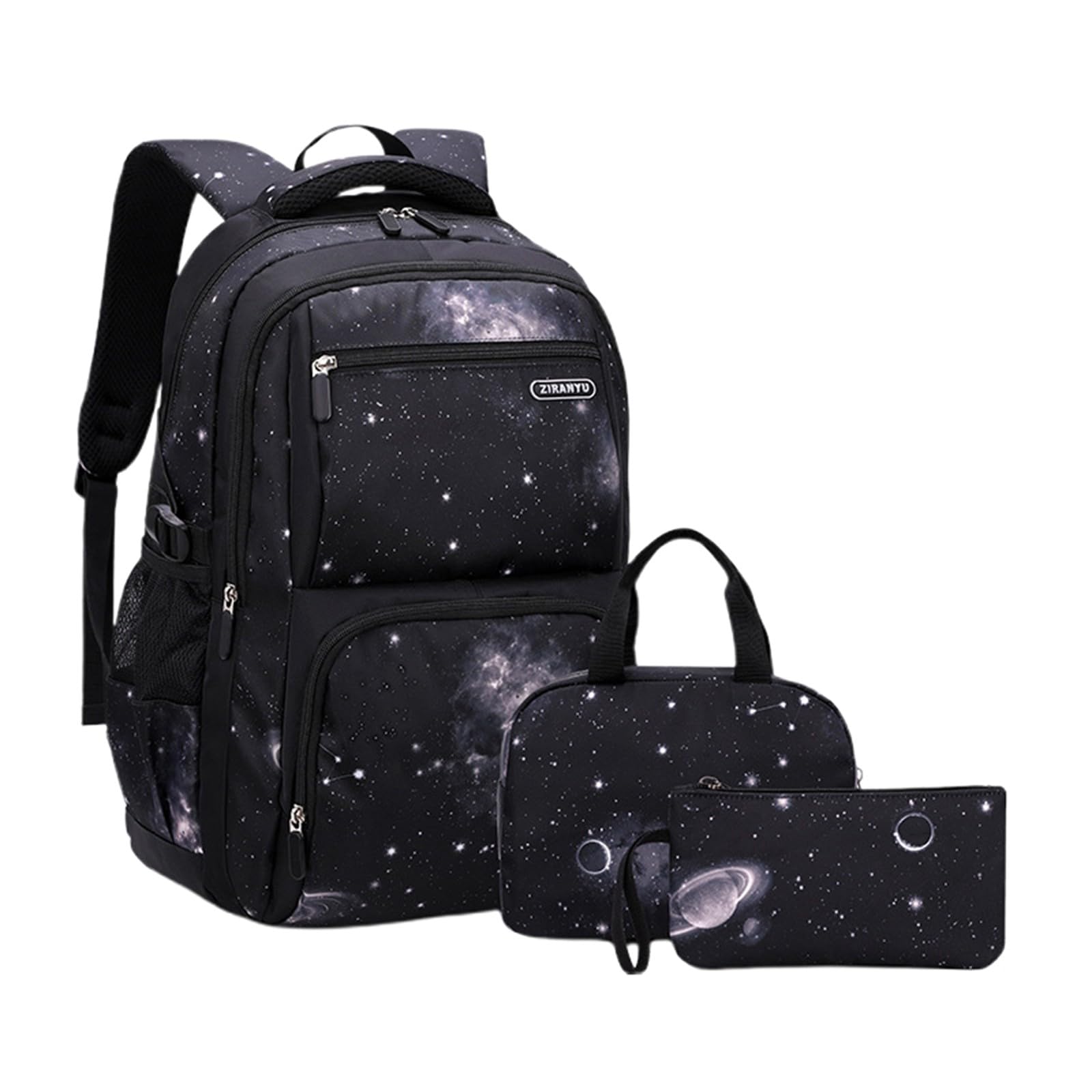 Zaino Scuola Elementare Bambino - Zainetto Bambina,Set di zaini per bambiniresistente zaino scolastico con matita e borsa per il pranzo zaino leggero per studenti(Black2 One Size)