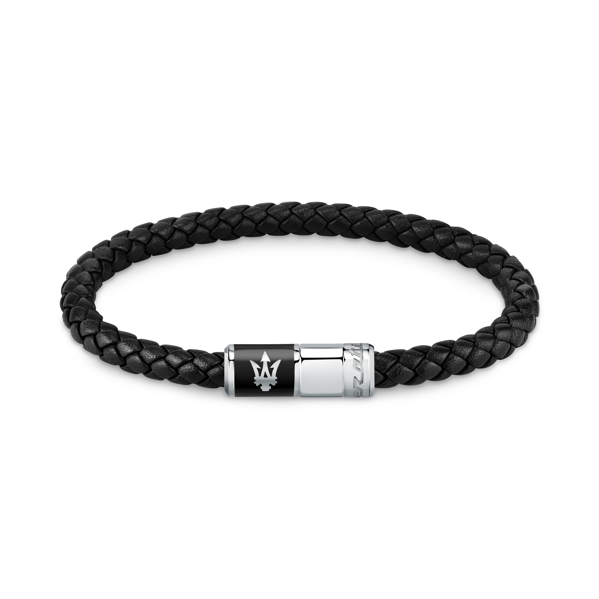 Maserati Jewels Bracciale Uomo in Acciaio, pelle riciclata, smalto - JM222AVE07