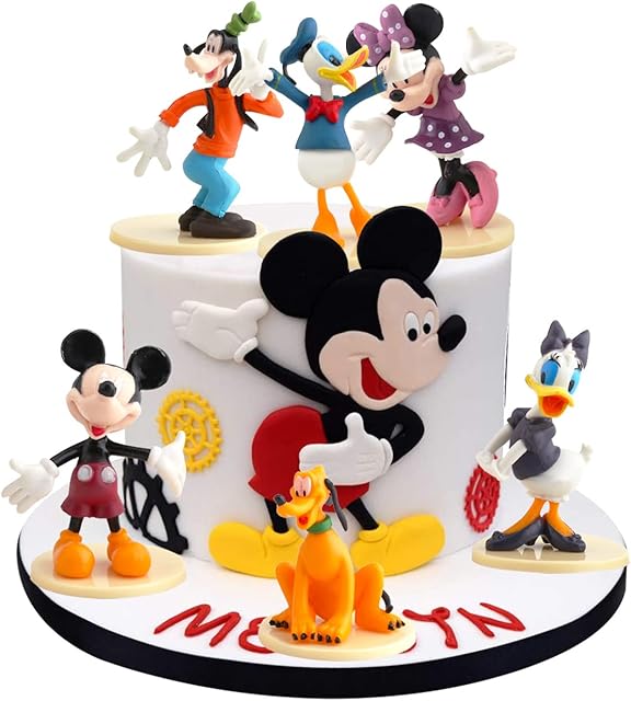 Disney Figures Set 6pcs Minnie Mouse Cake Toppers Mini Figures Birthday Cake Topper Minnie Birthday Party Cake Decoration Supplies for Kids Girl Birthday Party