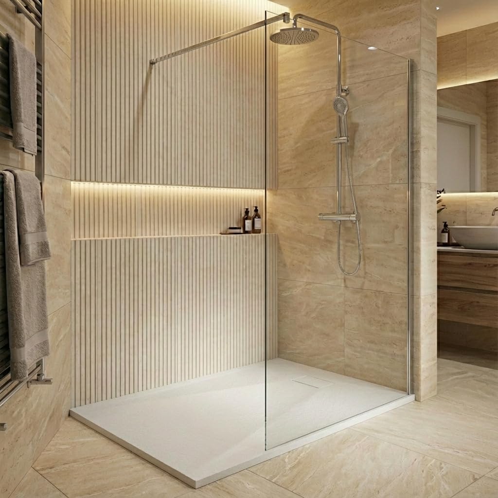 Essential 140x90 cm receveur de douche rectangulaire à poser SMC avec surface effet pierre. blanc (CERAES14090W)