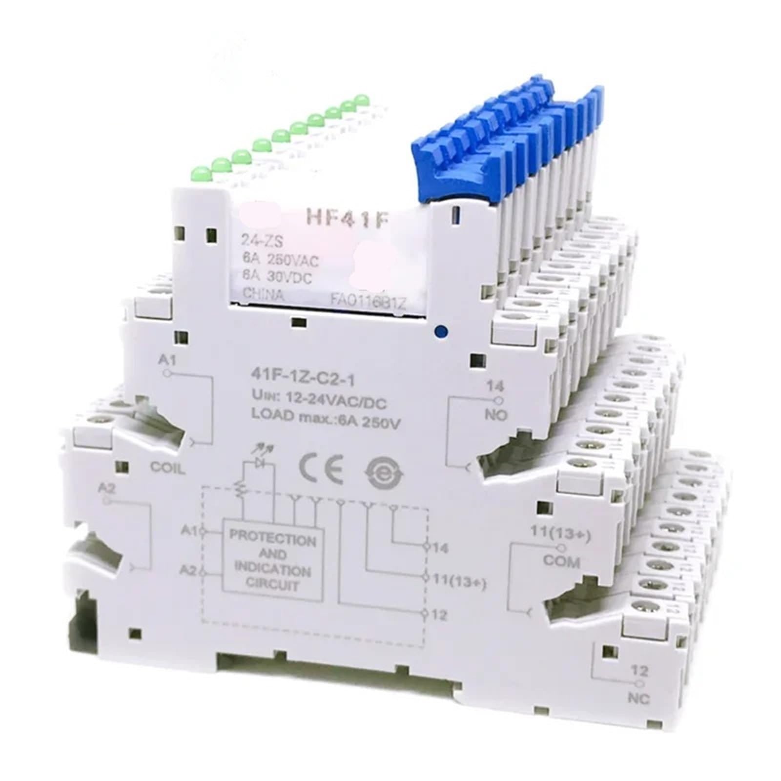 EFDBPNYM 10Pcs 41F-1Z-C2-1 HF41F 5-ZS 12-ZS 24-ZS 5V 12V 24V 230V 6A 1CO Slim/SSR Relay Mount On Screw Socket with LED Wafer Relay(10Pcs HF41F-5V-ZS)