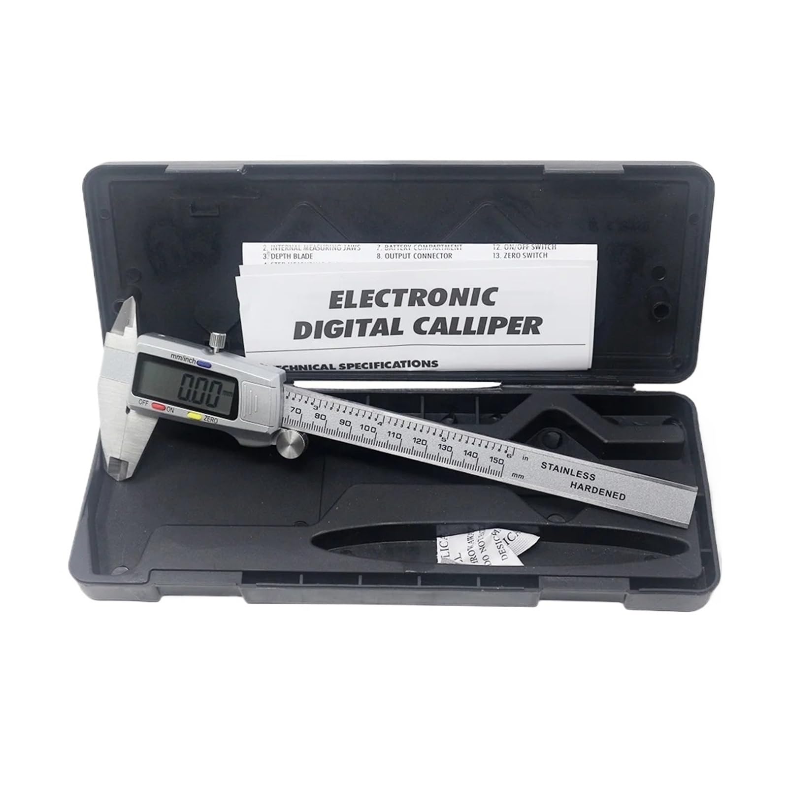 BDAYEK Vernier calipers 6 Inch 150mm Digital Vernier Caliper Stainless Steel Micrometer Measuring Tool Depth Ruler