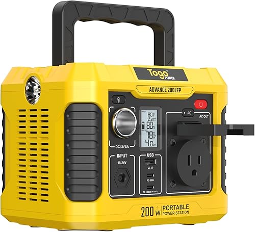 Togo POWER Estación de energía portátil de 200 W, generador solar de pico de 400 W, batería de litio de 177 Wh, con salida de CA de 120 V, puertos