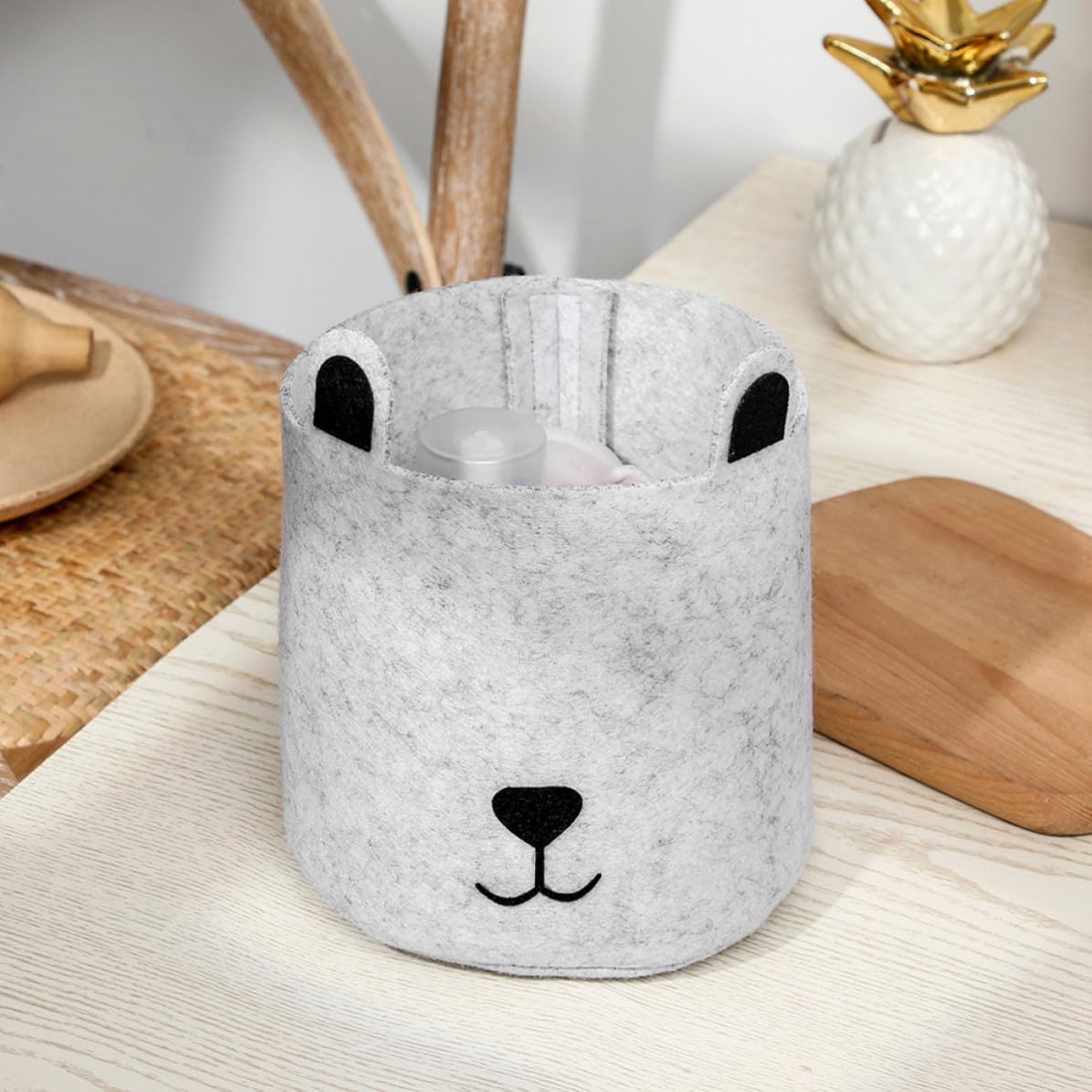 Cartoon Dog Laundry Bag 2Pcs Felt Portable Storage Basket for Kids