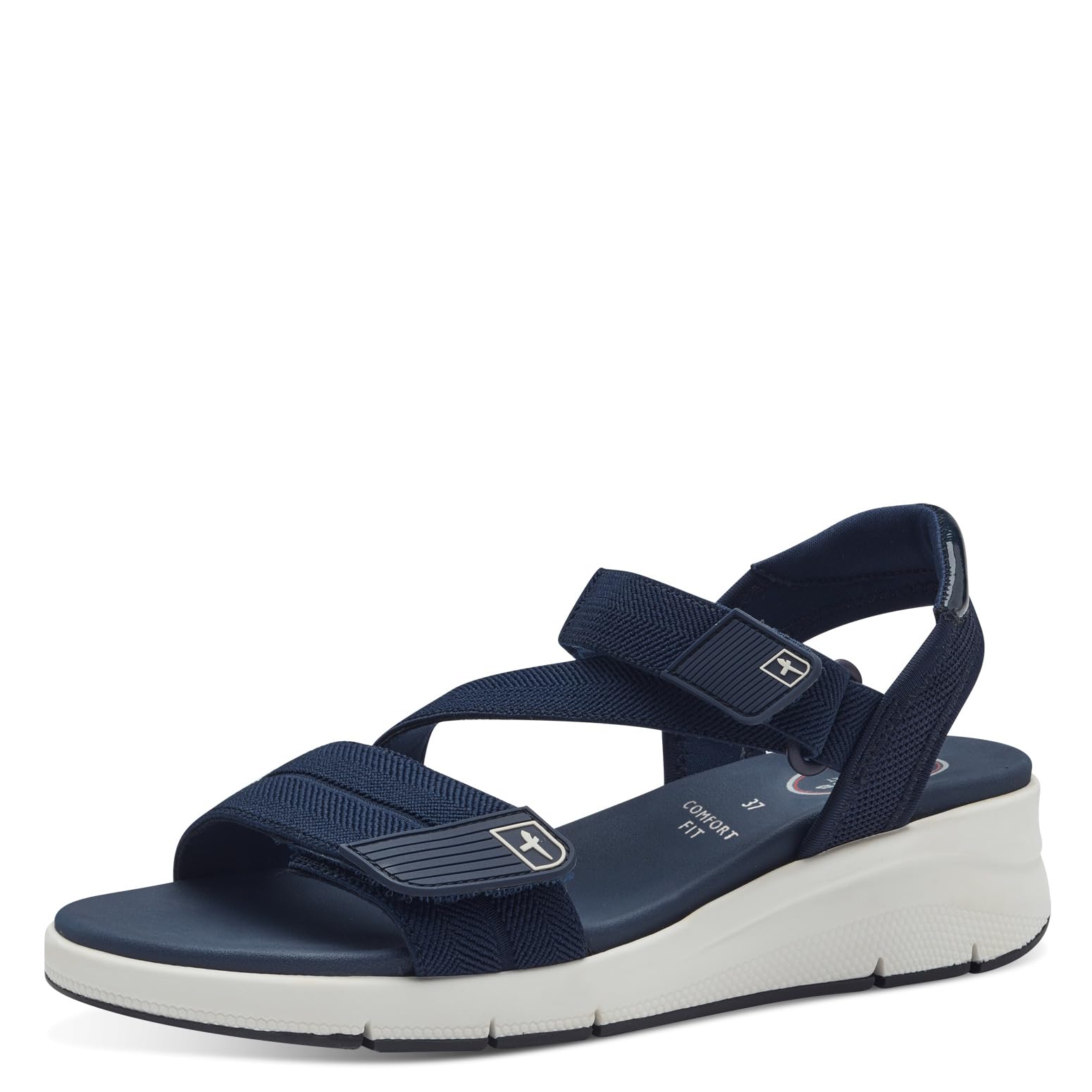 Tamaris Comfort Women’s Flat Sandals with Velcro Vegan, Navy, 3,5 UK