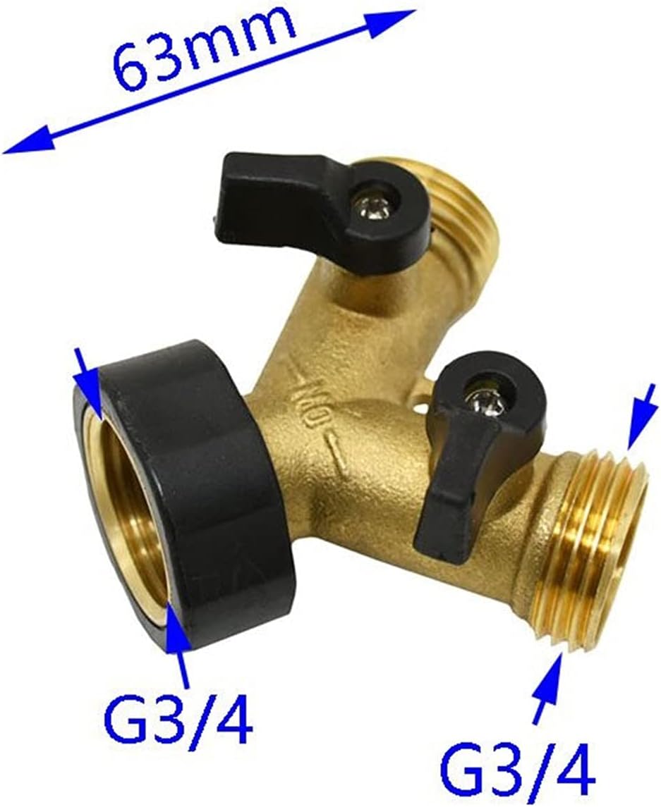 Spray Water Connection Brass Female 3/4" 2 Way Garden Faucet Hose Faucet Y-connector Irrigation Valve Diverter Connector 1 Piece