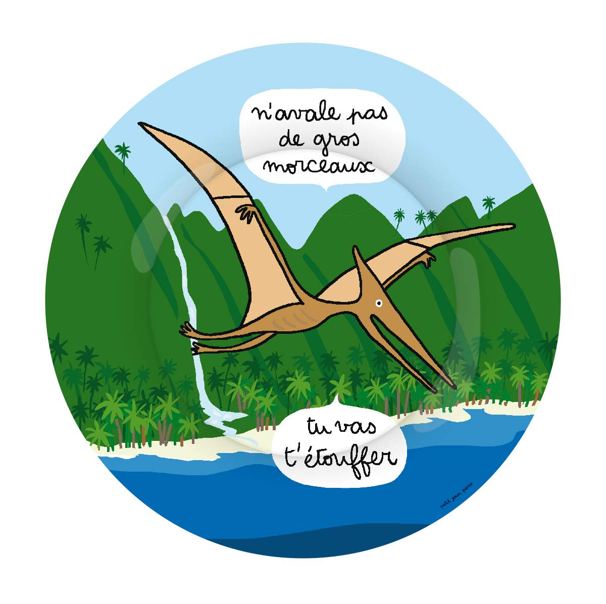 Petit Jour Paris – Assiette à Dessert Les Dinos, Design Mignon Et Résistant Pour Enfants, 20x20 Cm En Mélamine Sans BPA