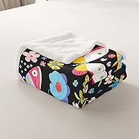 Vista 7 de Manfei Manta de vellón con diseño de mariposas florales en acuarela, manta acogedora para cama, sofá, decoración de habitación de niños, niñas
