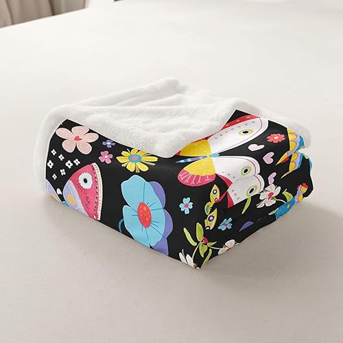 Miniatura 7 de Manfei Manta de vellón con diseño de mariposas florales en acuarela, manta acogedora para cama, sofá, decoración de habitación de niños, niñas y