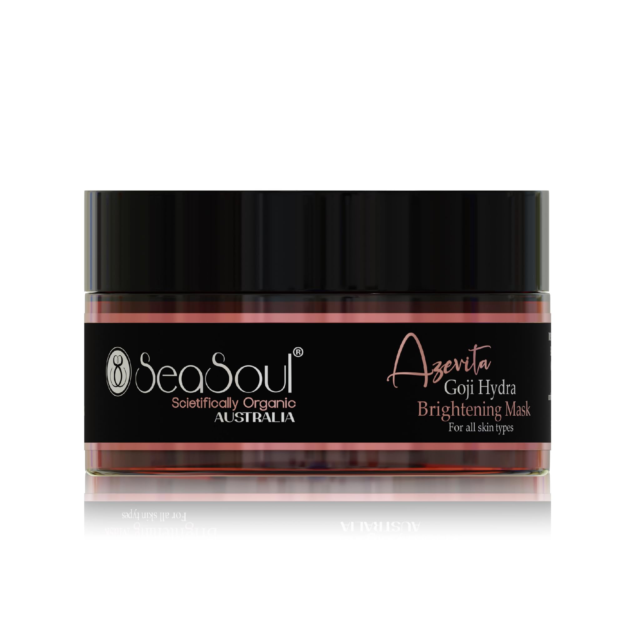 SEA SOUL Face Mask Cream with Hyaluronic Acid, Glutathione, Azelaic Acid & Goji Berries | Brightening, Hydrating, Improves Uneven Tone | Face Pack for Glowing Skin, Dull, Dry, Dehydrated - 100g