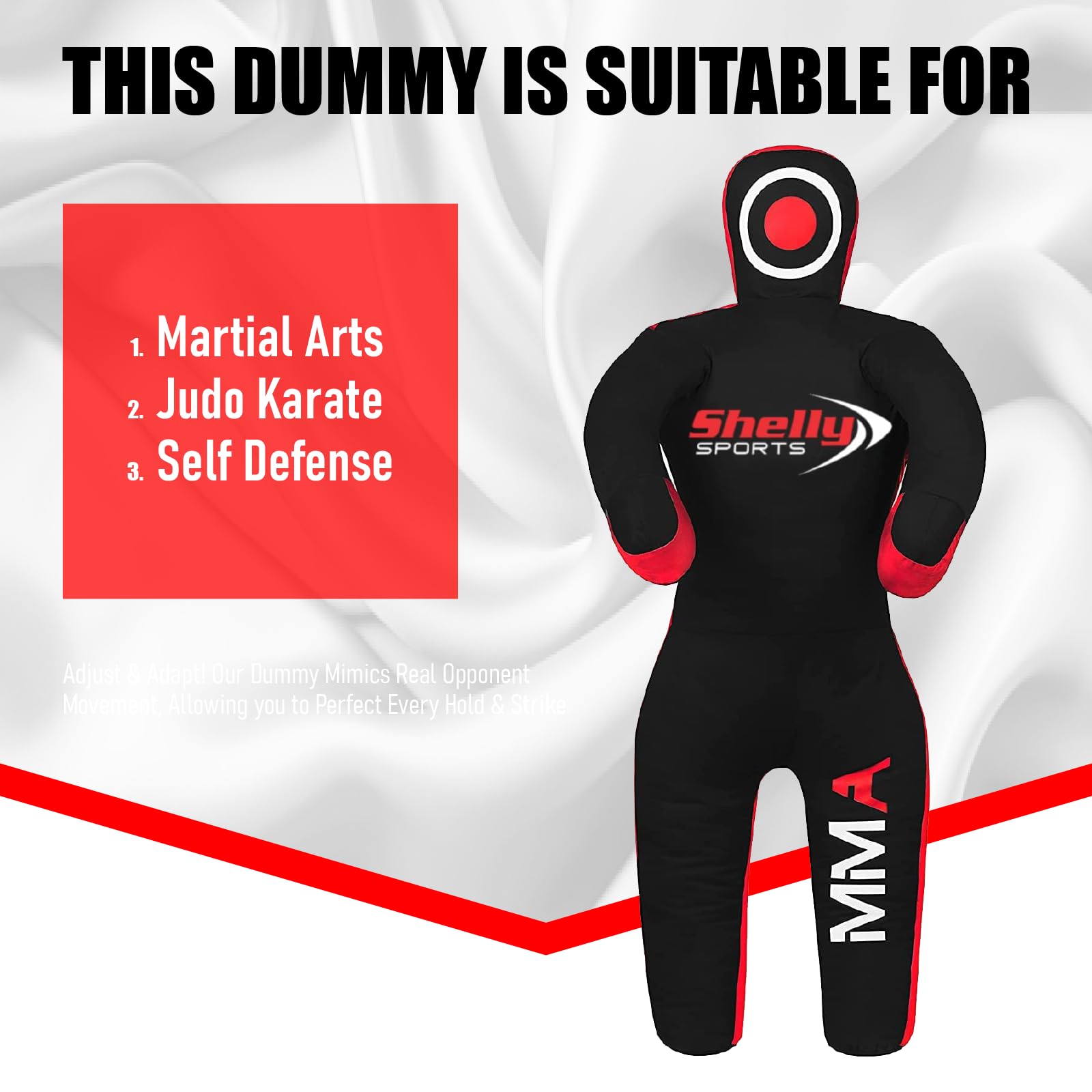 Shelly Mannequin de lutte MMA pour enfants, sac de frappe, copains de lutte brésilien, JIU Jitsu Position debout, arts martiaux, boxe, karaté, entraînement factice (119,4 cm/1,2 m) – Non rempli