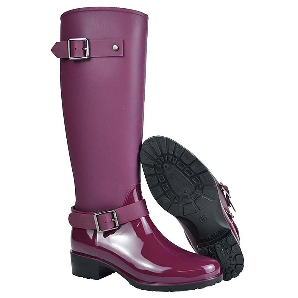 Donne Elegante Neve Pioggia Festival Alti Talloni Regolabile Cinturino in Fibbia Alto Ginocchio Zip Stivali di Gomma