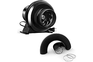 iPower 4 Inch Inline Duct Ventilation Fan with 8 Feet Ducting