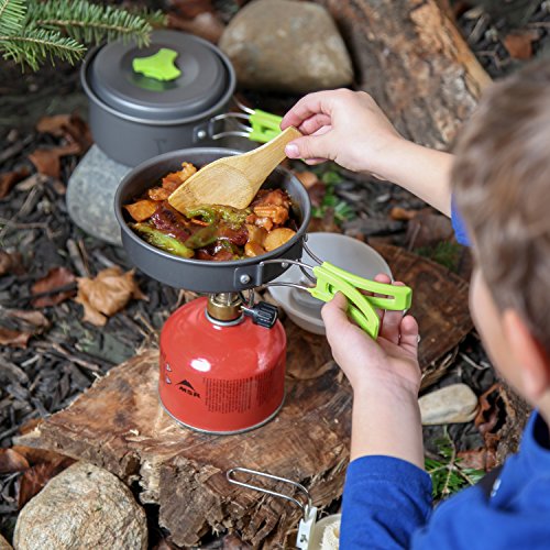 1 Liter Camping Cookware Mess Kit Backpacking Gear & Hiking Outdoors Bug Out Bag Cooking Equipment 10 Piece Cookset | Lightweight, Compact, & Durable Pot Pan Bowls - Free Folding Spork, Nylon Bag by MalloMe - Image 7