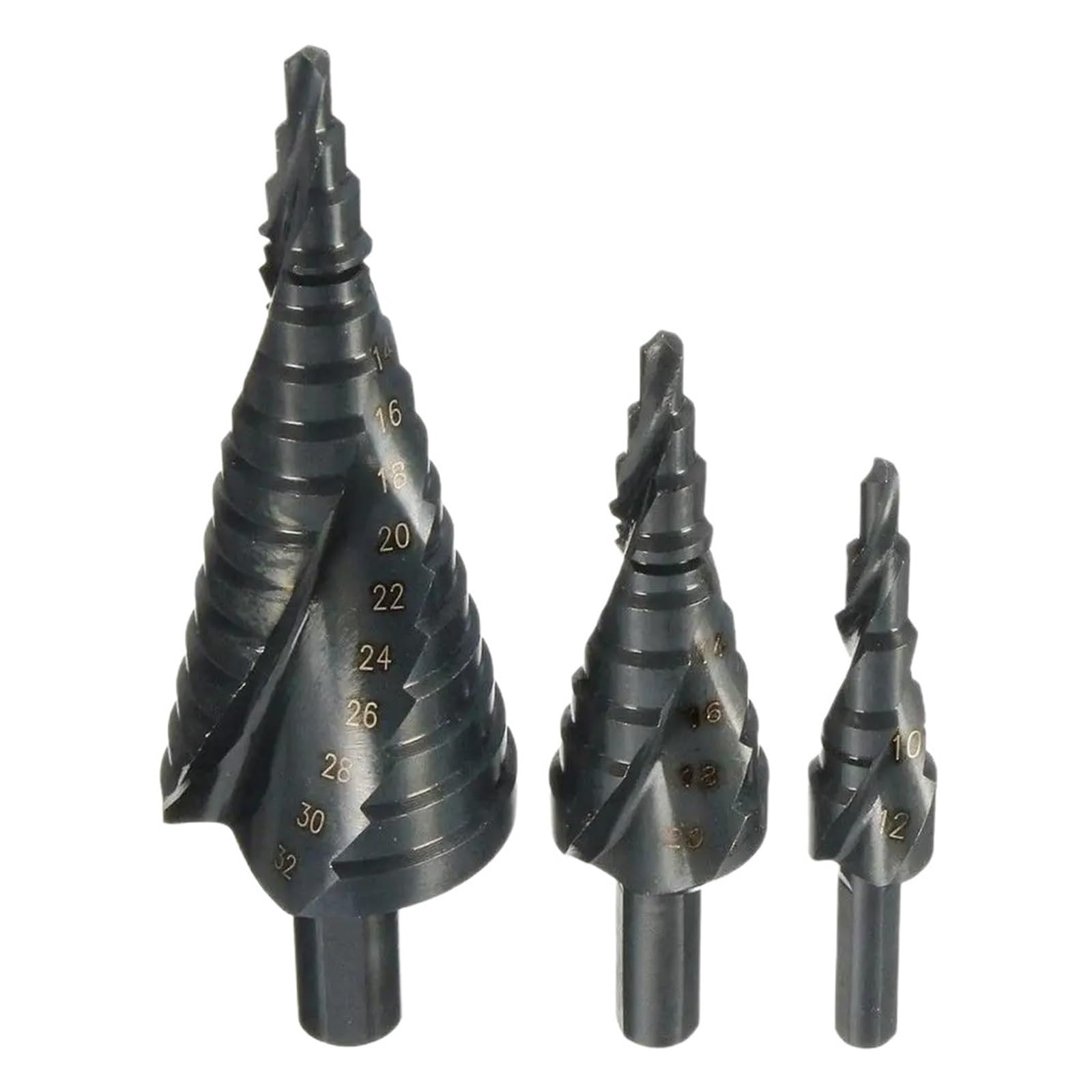 Juego de brocas escalonadas cobalto HSS 1/3 piezas | Acero de alta velocidad de 4–32 mm tratado con nitrógeno, con vástago triangular(3pcs No Box)