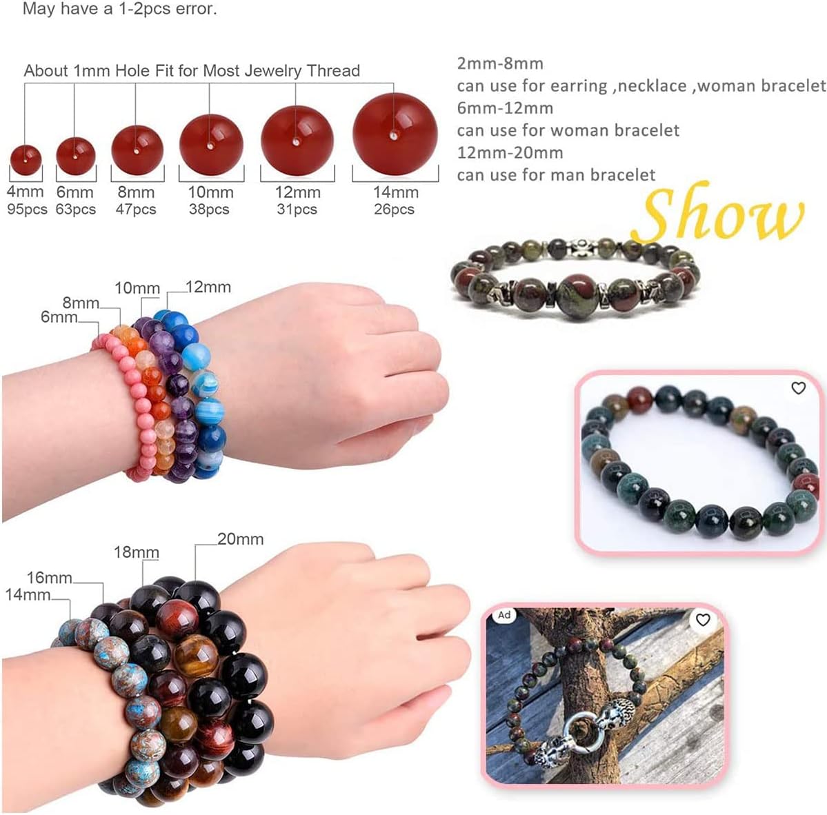 4mm Genuine White Turquoise Bead Gemstone Round Semi Precious Loose Beads for Jewelry Making 15" - Image 3