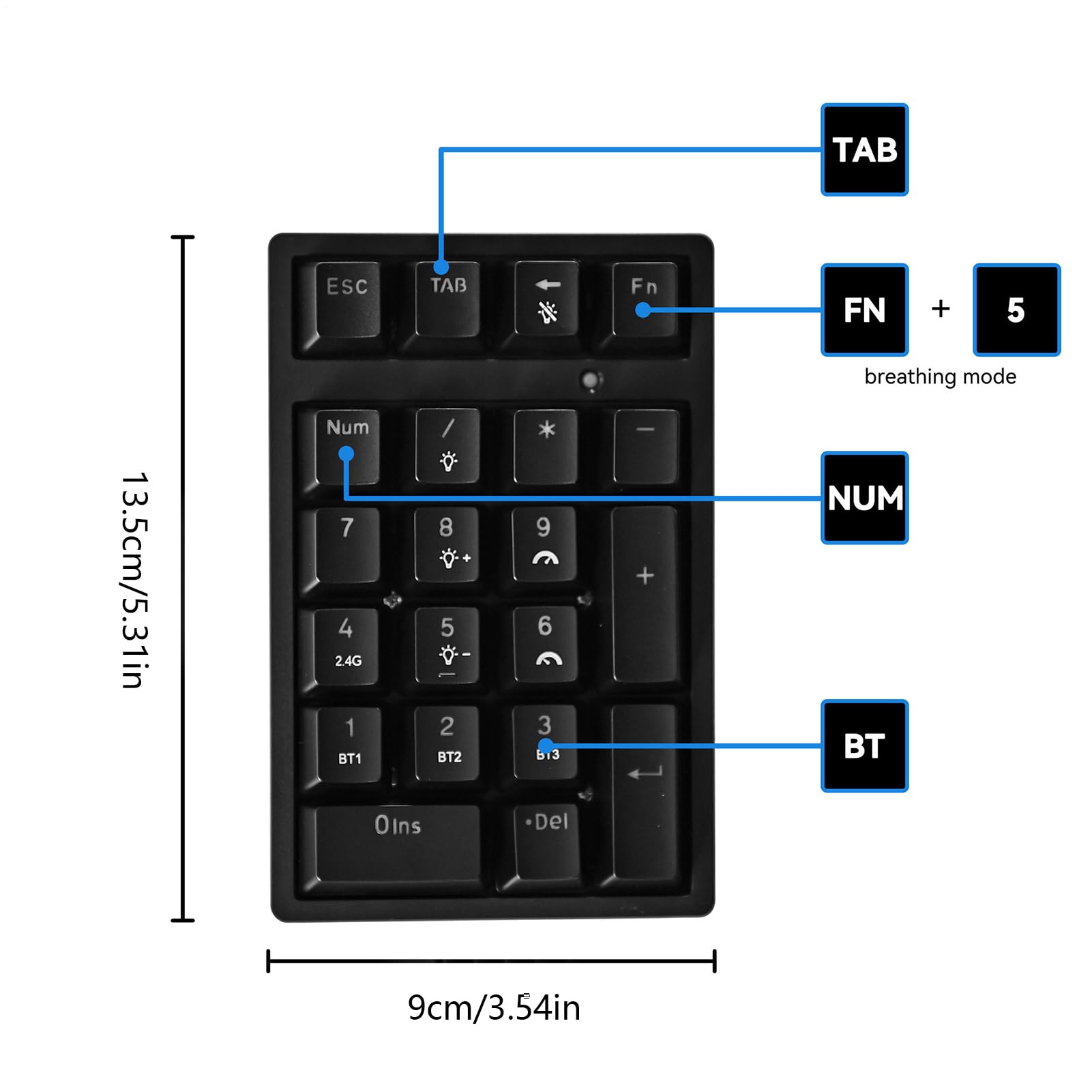 Tastierino Numerico Senza Fili Tastiera Meccanica Compatta con Porta USB | Tastierino Numerico Senza Fili Con 21 Tasti Meccanici Adatto Per La Contabilità Finanziaria E Per I Desktop I Computer I