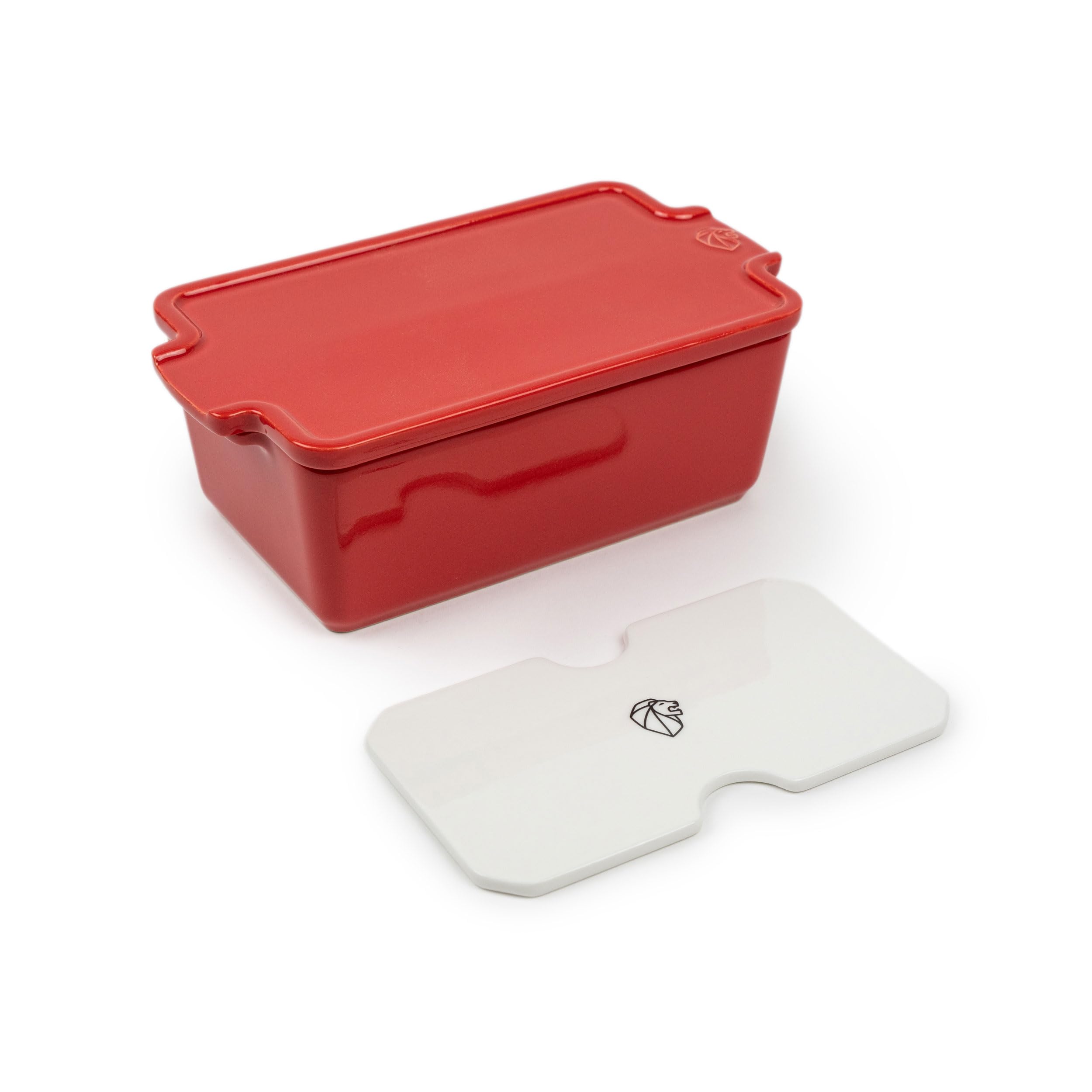 PEUGEOT - Ceramic Terrine with Press - 20 cm x 11 cm x 7.5 cm - Capacity: 0.65 L - 10 Year Guarantee - French Know-How - Red