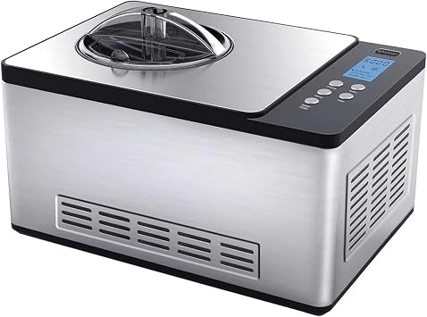 Ice Cream Maker Machine 2.1 Qt Automatic with Built-In Compressor, LCD Digital Display & Timer, No Pre-Freezing Required, ICM-200LS