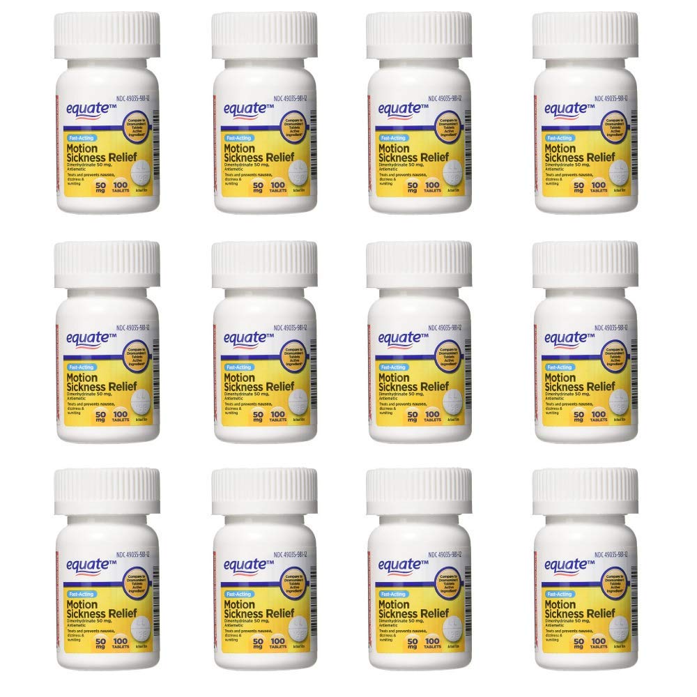 Pack of 12 - Equate Motion Sickness Relief Tablets, 100 ct