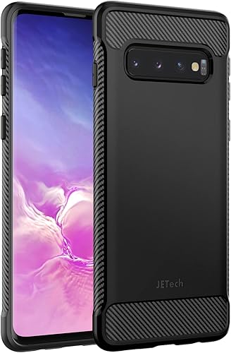 JETech Funda delgada para Samsung Galaxy S10 (no para Plus +), funda delgada para teléfono con absorción de golpes y diseño de fibra de carbono