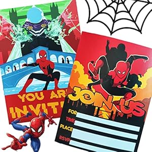 YOUYIKE Invitations Enfant Spiderman ,16 Cartes D’Invitation pour Fêtes D’anniversaire D’enfants Anglais Invitation à…