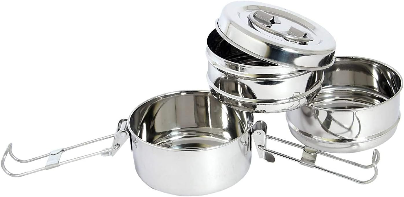 Nexxa™ 3-Tier Stainless Steel Indian Tiffin Lunch Box (medium), School, office use