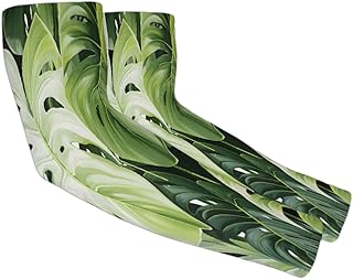 Tropic Palm Leaves UV Sun Protection Arm Sleeves, Tropical Leaves Gardening Sleeves with Thumb Hole Farm Cooling Arm Sleeves for Women Men