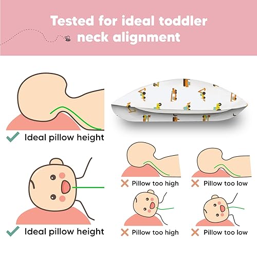 Miniatura 6 de My Little Dreamy Kids Almohada pequeña de 13 x 18 pulgadas con funda de algodón orgánico, suave y transpirable, lavable a máquina, para niños