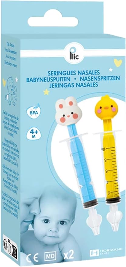 PLIC Kit de Seringues Nasales Pédiatriques en Silicone Souple 10 ml (Lot de 2)