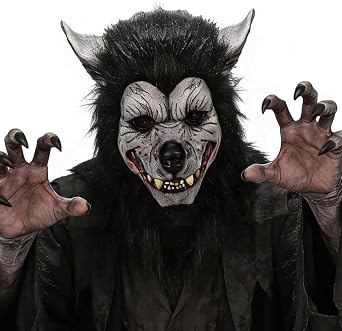 Werewolf Mask Realistic Wolf Full Head Halloween Mask Adult Latex Scary Horror Animal Face Fancy Dress Cosplay Props