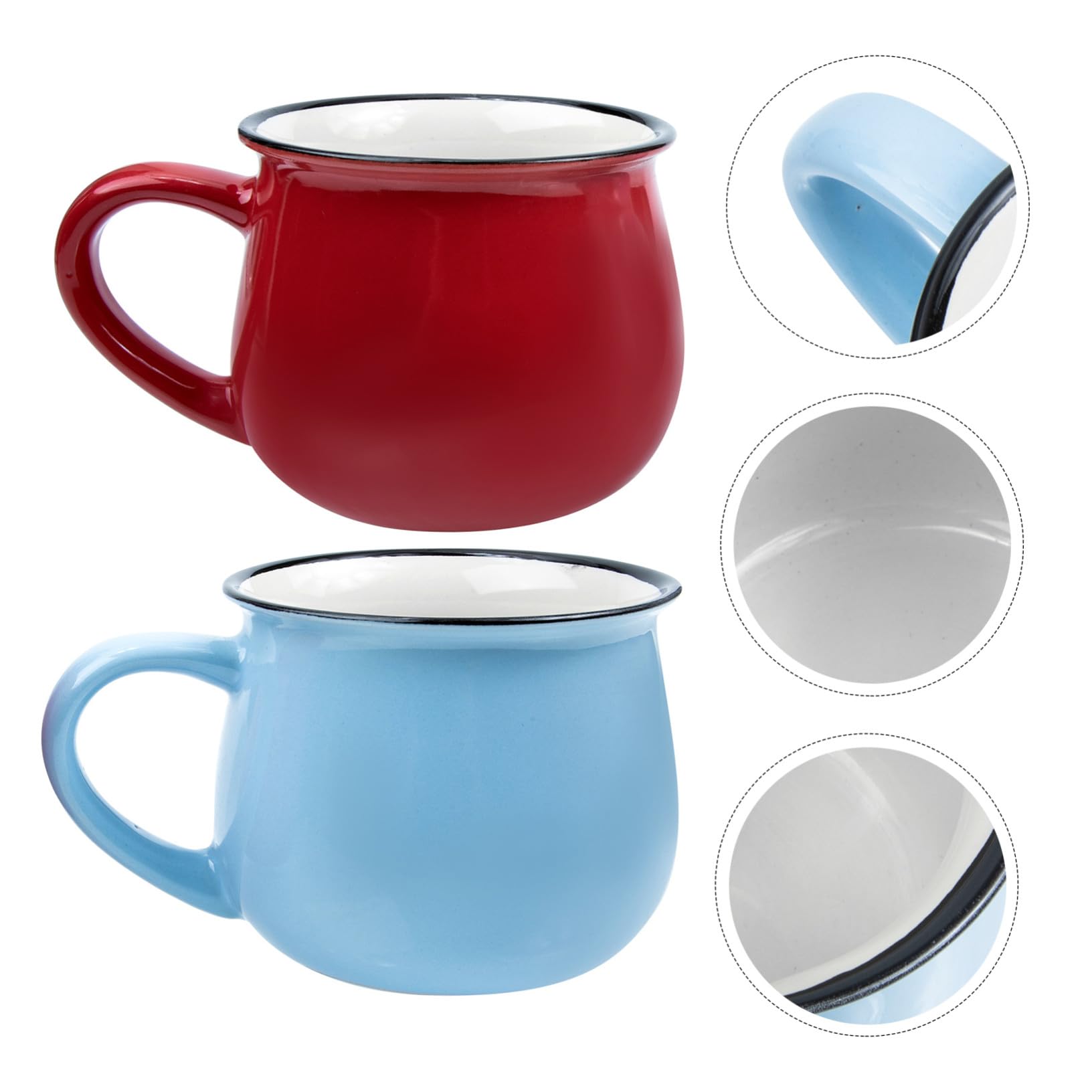 Toyvian 2stücke Keramikbecher für Kaffee und Tee Glatte Kanten zum Trinken Geeignet für Wasser und Milch Robust und Langlebig für Zuhause und Büro