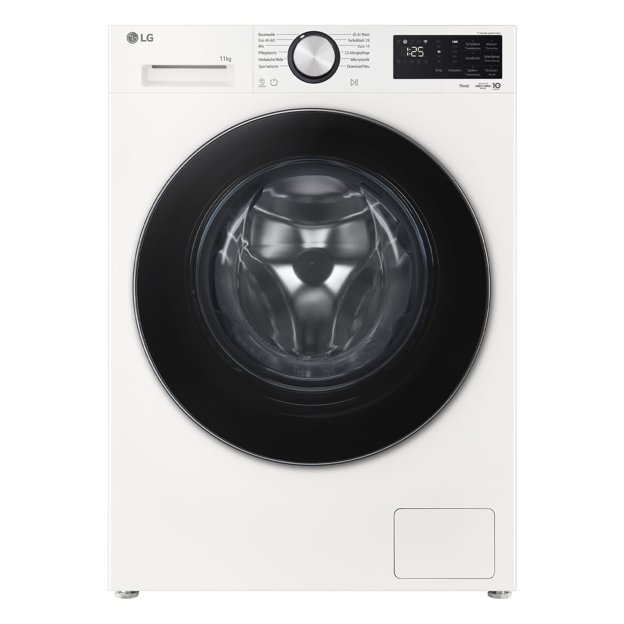 LG F4WX7012 Waschmaschine Weiß, 11 kg, 1400 U./Min. | EEK A-40%, AI DD®, TurboWash®360°, Essence White