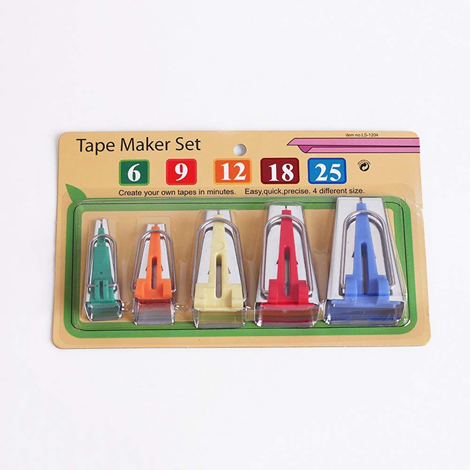 YICBOR Bias Tape Maker Set 6MM/9MM/12MM/18MM/25MM 5 Sizes DIY Quilting Tools Kit