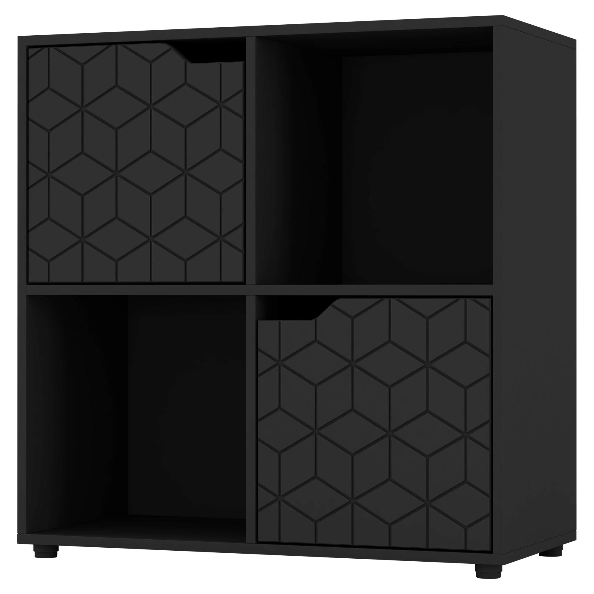URBNLIVING Black Wooden Cube Bookcase Geo Geometric Door Display Shelf Storage Shelving Cupboard (Black Door, 2x2 Cube (4 Cube))
