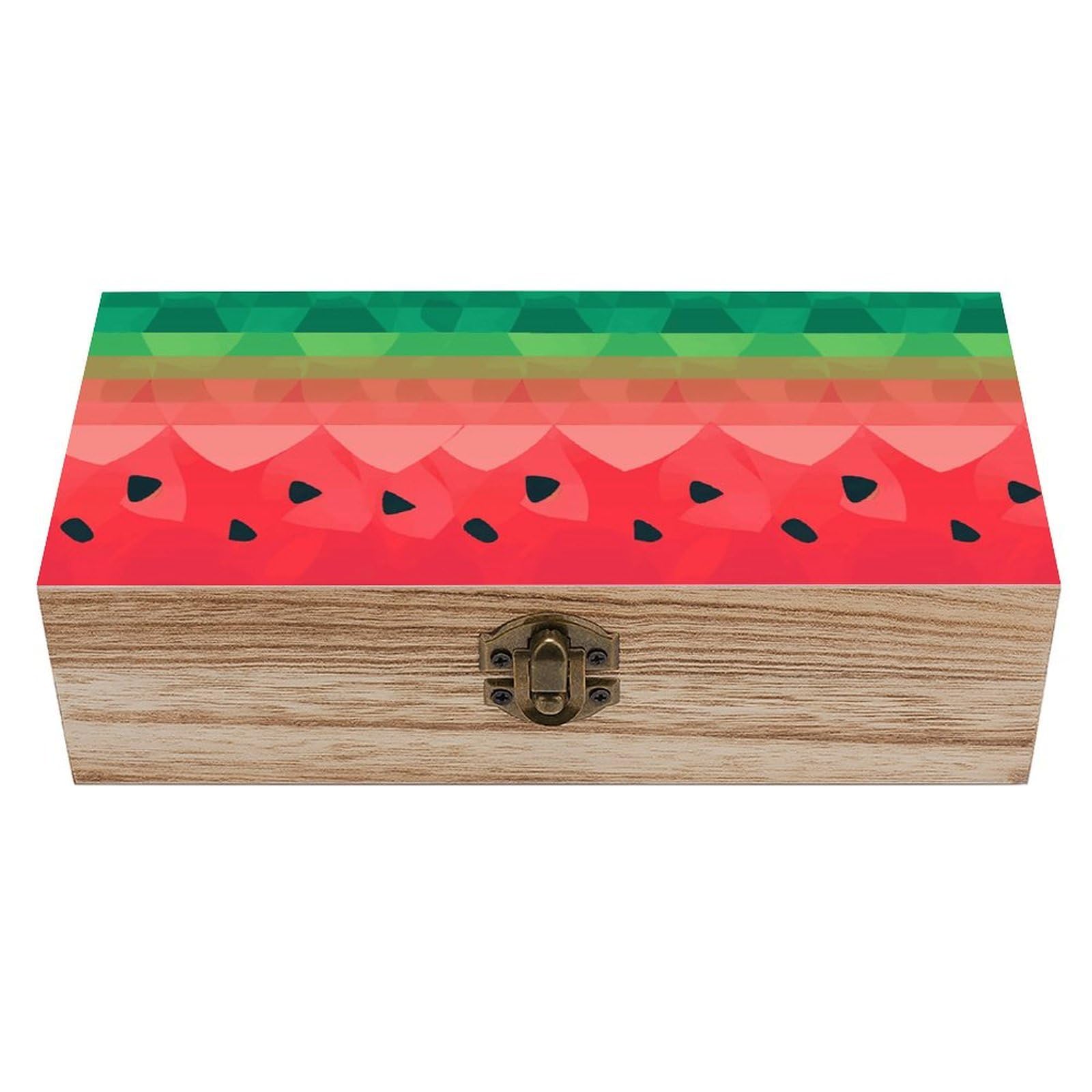 NONHAI Wooden Storage Box Gradient Watermelon Wood Gift Box with Hinged Lid Vintage Decorative Jewelry Boxes Memory Box for Jewelry Art Hobbies Home Storage Treasure Keepsake Gift 7.9''x3.9''x2.3''