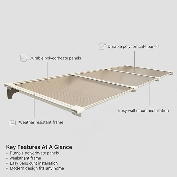 Exterior Window and Door Awnings - Outdoor Window Canopy & Door Canopy for Rain, Snow, Sun Shelter - Front Porch & Patio Cover