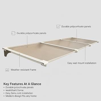 Exterior Window and Door Awnings - Outdoor Window Canopy & Door Canopy for Rain, Snow, Sun Shelter - Front Porch & Patio Cover