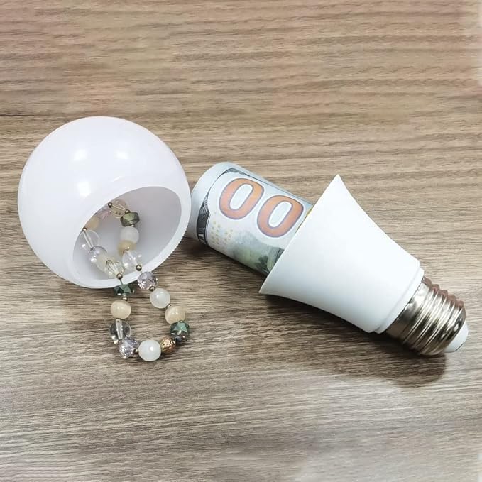 Lightbulb Diversion Safe - (2 Pack) Hidden Secret Compartment to Hide Money, Jewelry &amp; Small Items | Small Container to Keep Valuables Safe in Plain Sight Storage Realistic Light Bulb Hiding Box