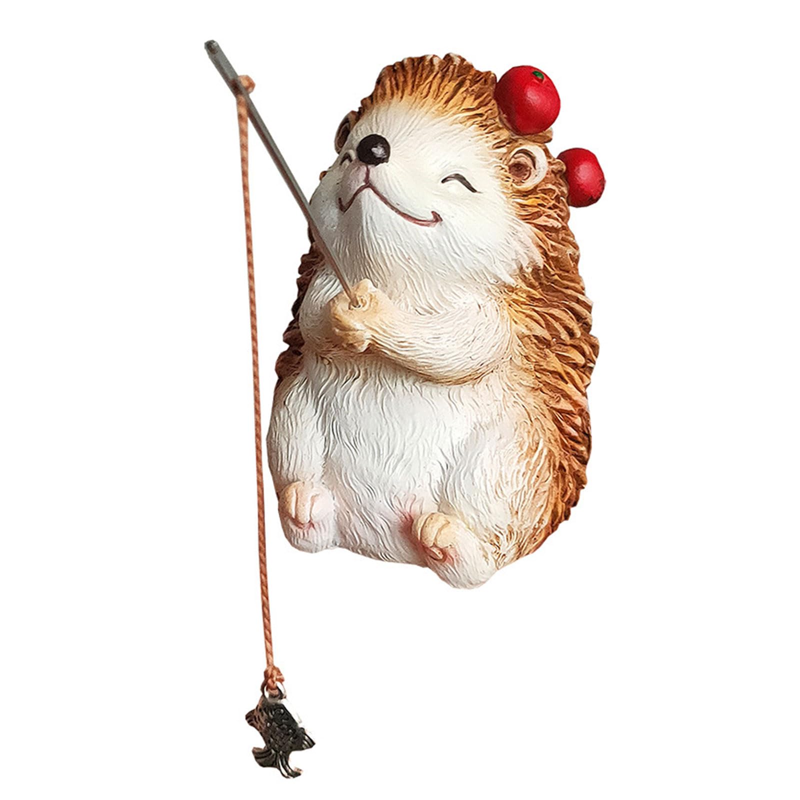 ordinarYone Hedgehogs Fishing Ornament Resins Miniature Sculpture For Aquariums Fish Tanks Garden Pond Decorative Accent