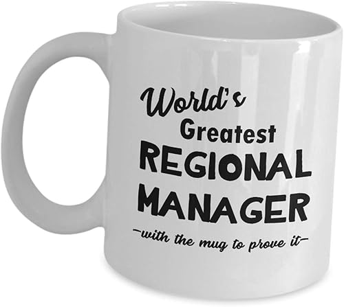 Funny Cute Gag Gifts for Worlds Greatest Regional Manager - Store Mngr Ceramic Tea Cup Coffee Mug Business Director Shop Operation Sales Area