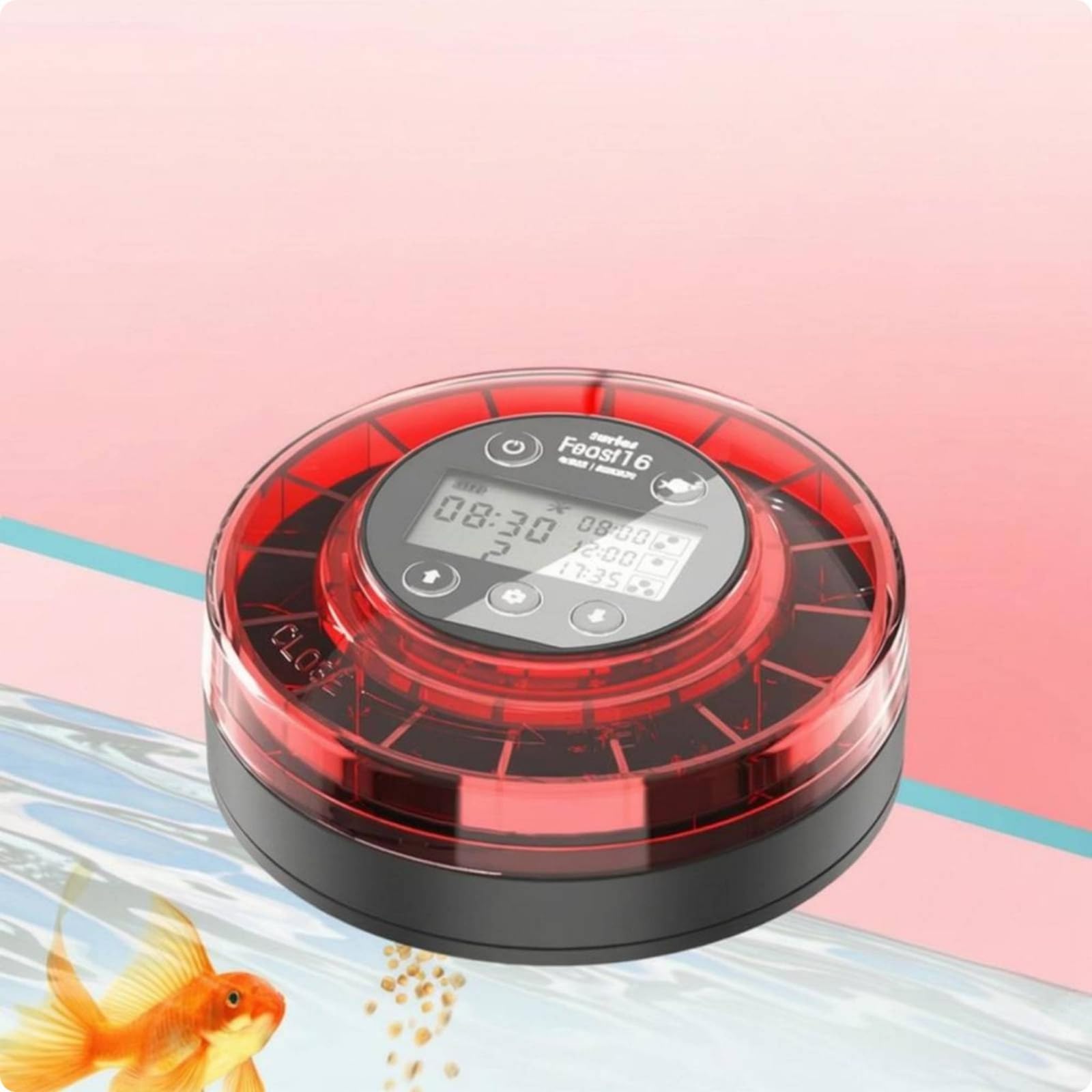 Aquatic Timer Dispenser Mangime Acquario Automatico Distributore Cibo Pesci Tartarughe Digitale Programmabile Porzioni Regolabili Uscita, Modello A Batteria - Nero