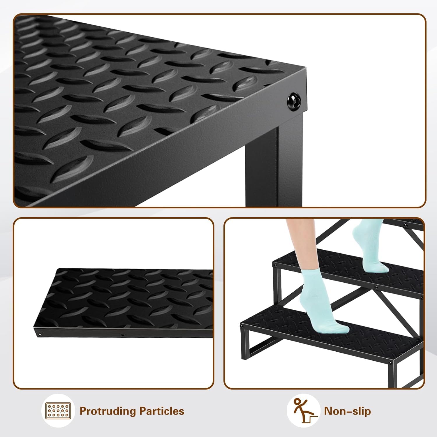 Hot Tub Steps with Handrail, 2 3 4 5 Step Ladder Pool Ladder Above Ground, Anti-Slip RV Stairs Steps for Hot Tub Camper Trailer Porch Swimming Pool (3 Step)