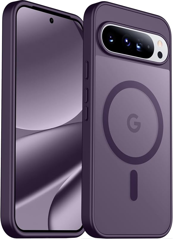 SPIDERCASE Magnetic for Google Pixel 10/Pixel 10 Pro Case, Military Grade Drop Protection Slim Translucent Matte Shockproof Anti-Fingerprint Phone Case for Pixel 10/10 Pro,Dark Purple