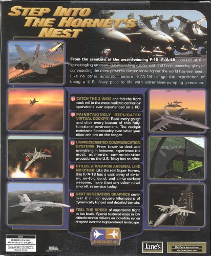 Back of Jane's F/A-18 Simulator game box showing features