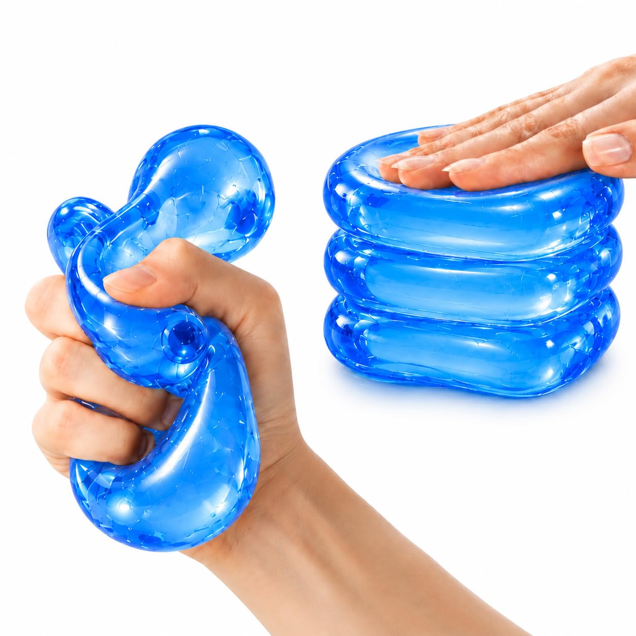 2PCS Ice Cube Squishy Fidget Toys, Slow Rising Stress Cube Sensory Squeeze Toys for Anxiety Relief, Soft Jelly Stress Balls for Kids and Adults, Calming Desk Toy Party Favors Gifts