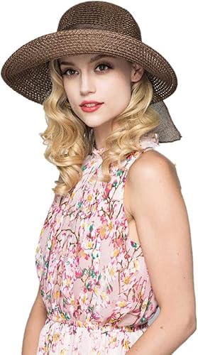 Miniatura 3 de Cyiecw Sombreros flexibles para el sol para mujer, gorra de ala ancha de verano, sombrero de paja de playa, UV UPF50, algodón plegable, Small-Large