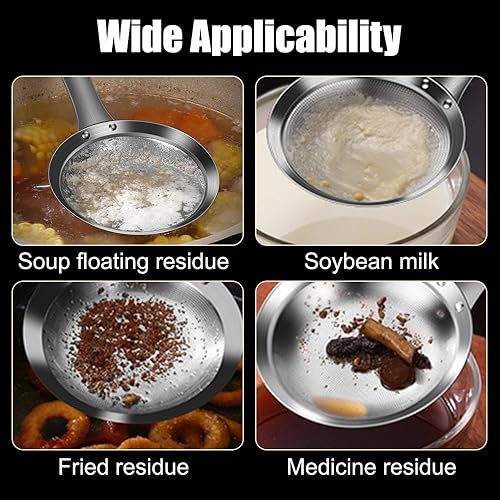 Miniatura 7 de Colador de malla fina, colador de malla fina de acero inoxidable 304 con mango extendido y agujero para colgar para cocina